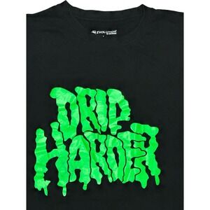 Drip Harder Green Logo Men's Black T-Shirt Size L 100% Cot Evolution72 By Design